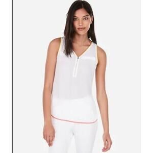 Express Sleeveless Blouse Size Medium White Yellow and Orange Zip Up